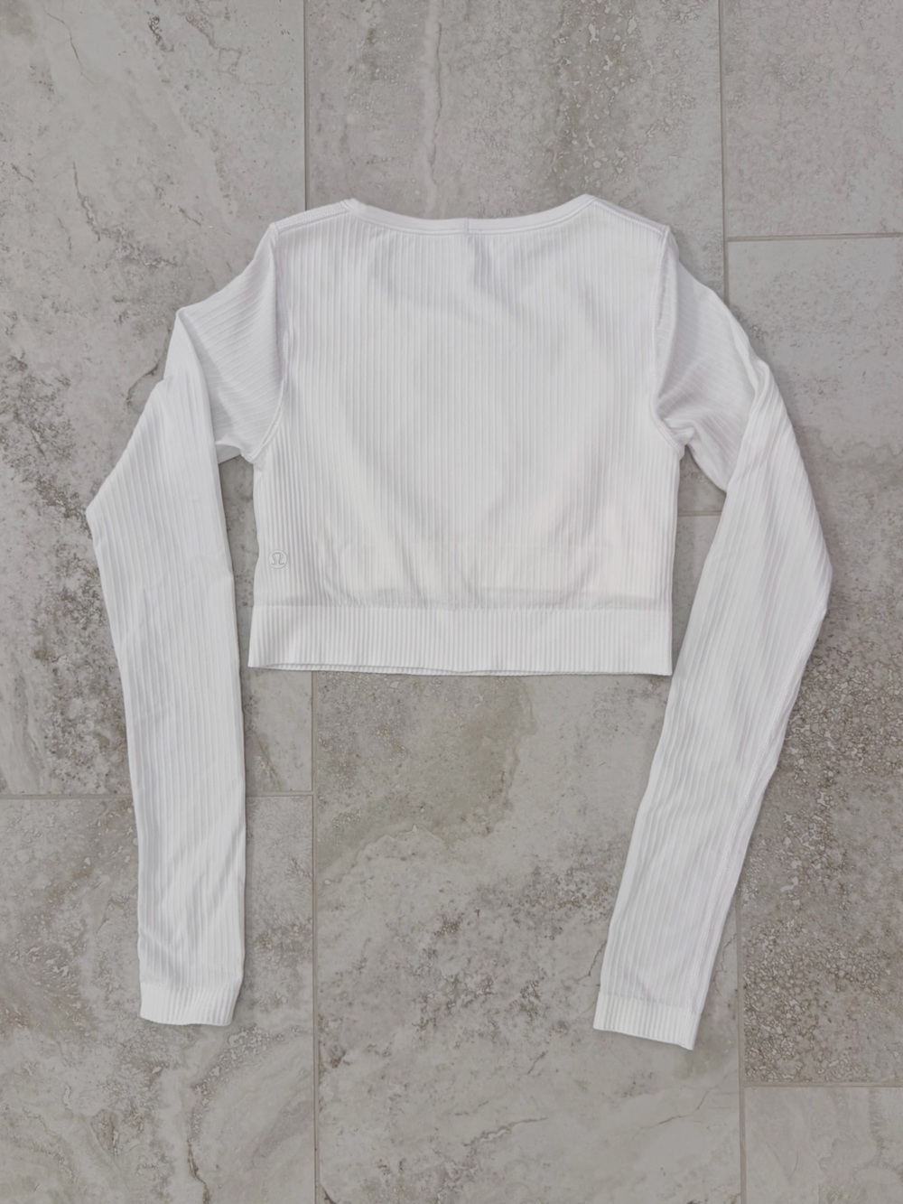 Lululemon Ebb to Street Long / White Ribbed Long-Sleeve Crop Top - Picture 2 of 5